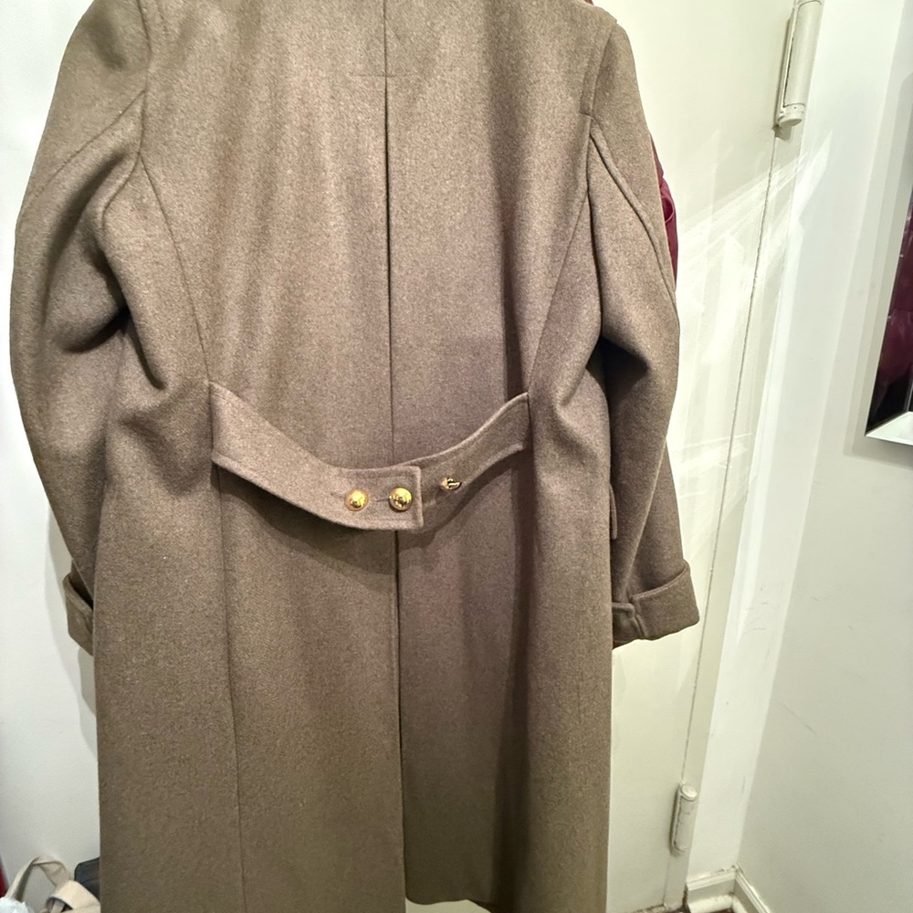 Todd Snyder Olive Military Coat with Gold Buttons & shearling Collar - Picture 12 of 16